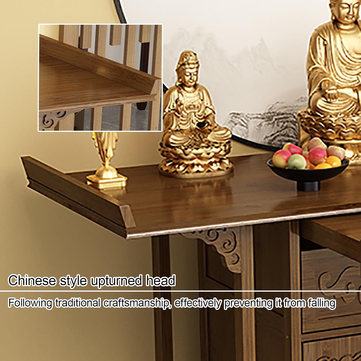 Meditation Table with Storage, Chinese Shrine Altar Table, Buddha Altar Cabinet, Decorative Home Shrine with Cabinet, for Living Room Bedroom Office(80cm/31.5in)