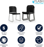 Flash Furniture Hercules Series Contoured Stacking Chairs for Waiting Rooms and Offices, Ergonomic Lobby Chairs with Curved Back, Set of 5, Black