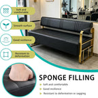 Waiting Room Bench with Backrest, Faux Leather Upholstered Reception Bench & Stainless Steel Frame - for Hair Salons, Offices, and Hotels