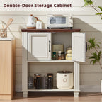 SAVOR LIFE Farmhouse Coffee Bar Table with 2-Door Cabinet, Kitchen Storage Cabinets with Open Shelf, Coffee Station for Dining Room, Kitchen, Hallway, Living Room, White