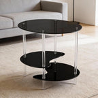 Acrylic Side Table 3 Tier Small End Table Furniture with 3 Storage Shelves NightStand Drink Desk for Couch Laundry Entryway, Black