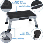 Height-Adjustable 7"- 9" Folding Step Stool with Non-Slip Platform 10" x 15" - Portable Step Ladder for Adults and Kids - Perfect for Office, Kitchen, Home - Sturdy - Supports up to 330 Lbs