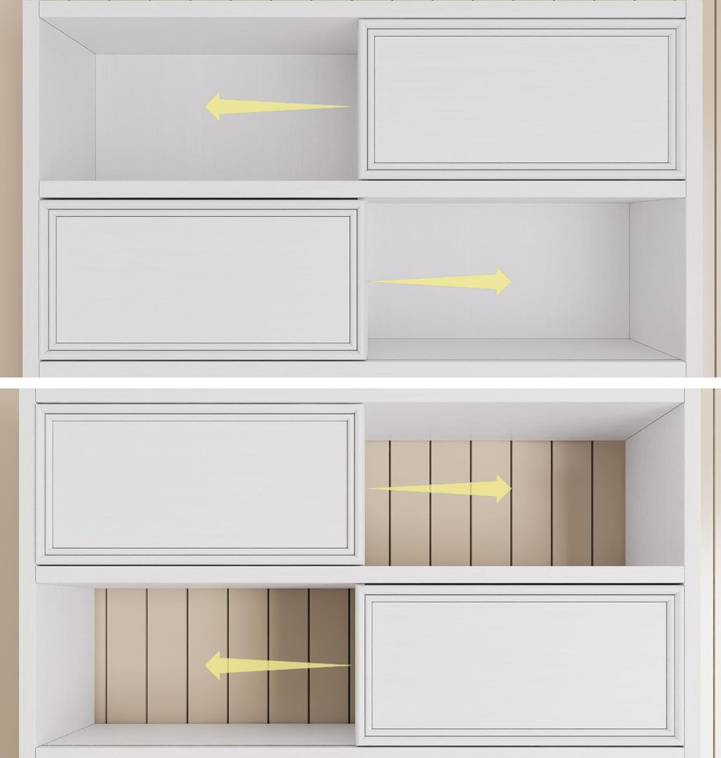 BOSHIRO 71" Farmhouse White Pantry Cabinet with Charging Station, 4-Type Storage & Anti-Tip Design, Kitchen Cabinet with Adjustable Shelves