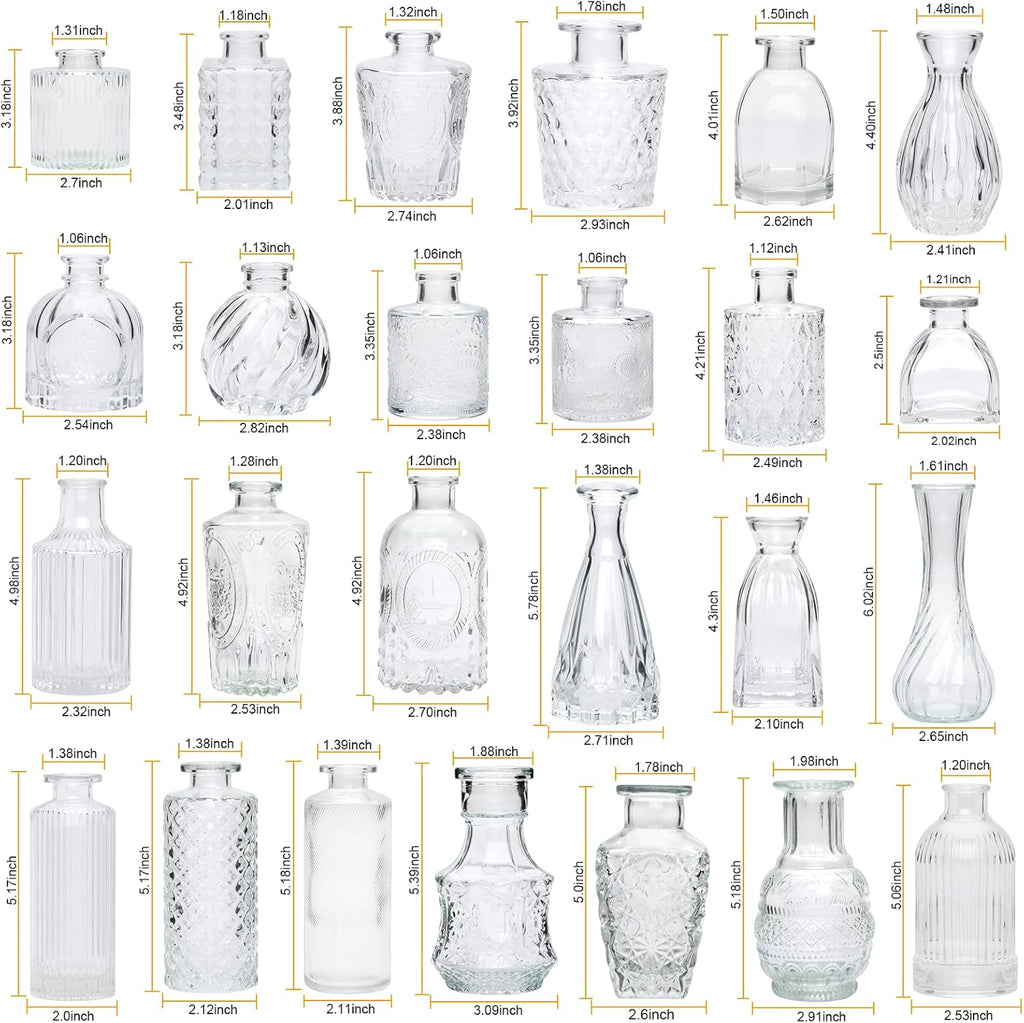 Glass Bud Vase Set of 32 pcs,Bud Vases in Bulk,Small Vases for Centerpieces, Mini Flower Vase Bulk for Rustic Wedding Home Table Decorations