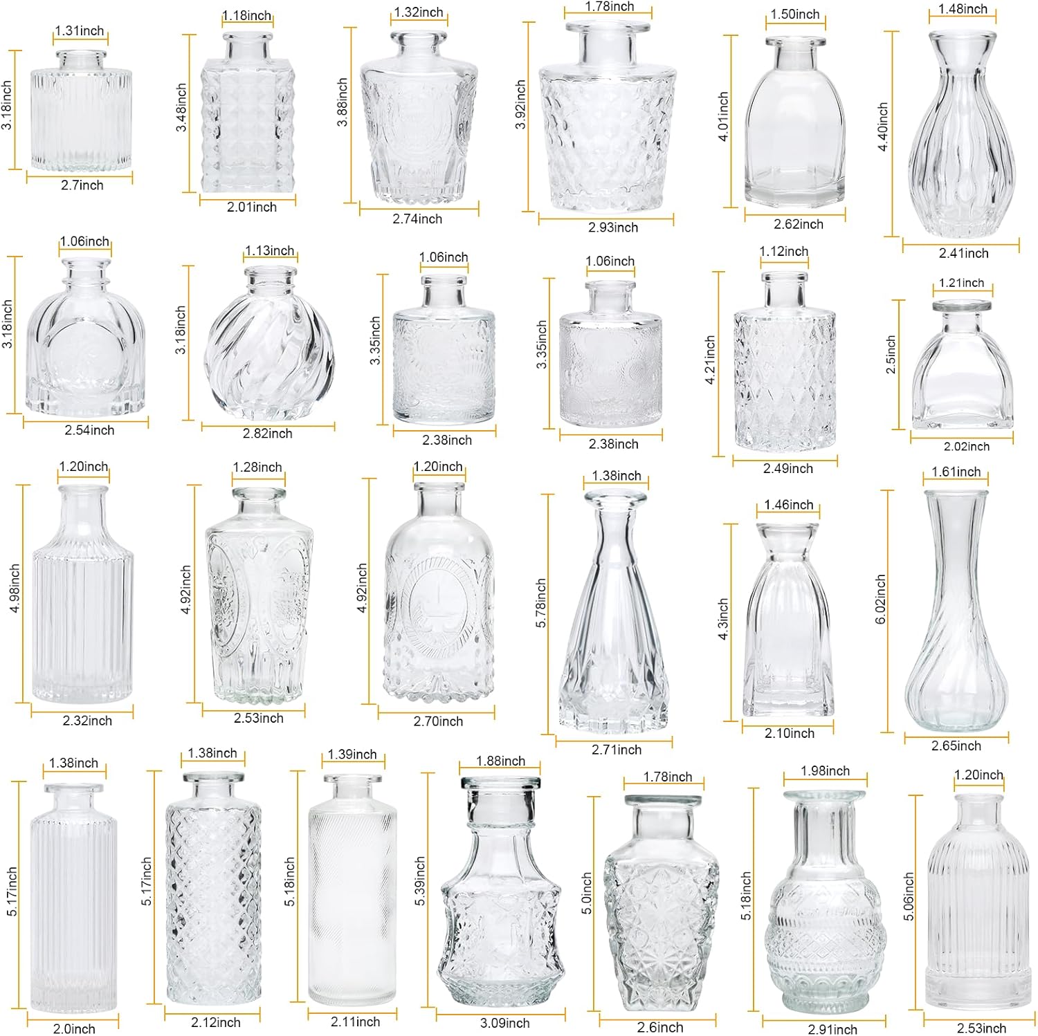 Glass Bud Vase Set of 32 pcs,Bud Vases in Bulk,Small Vases for Centerpieces, Mini Flower Vase Bulk for Rustic Wedding Home Table Decorations
