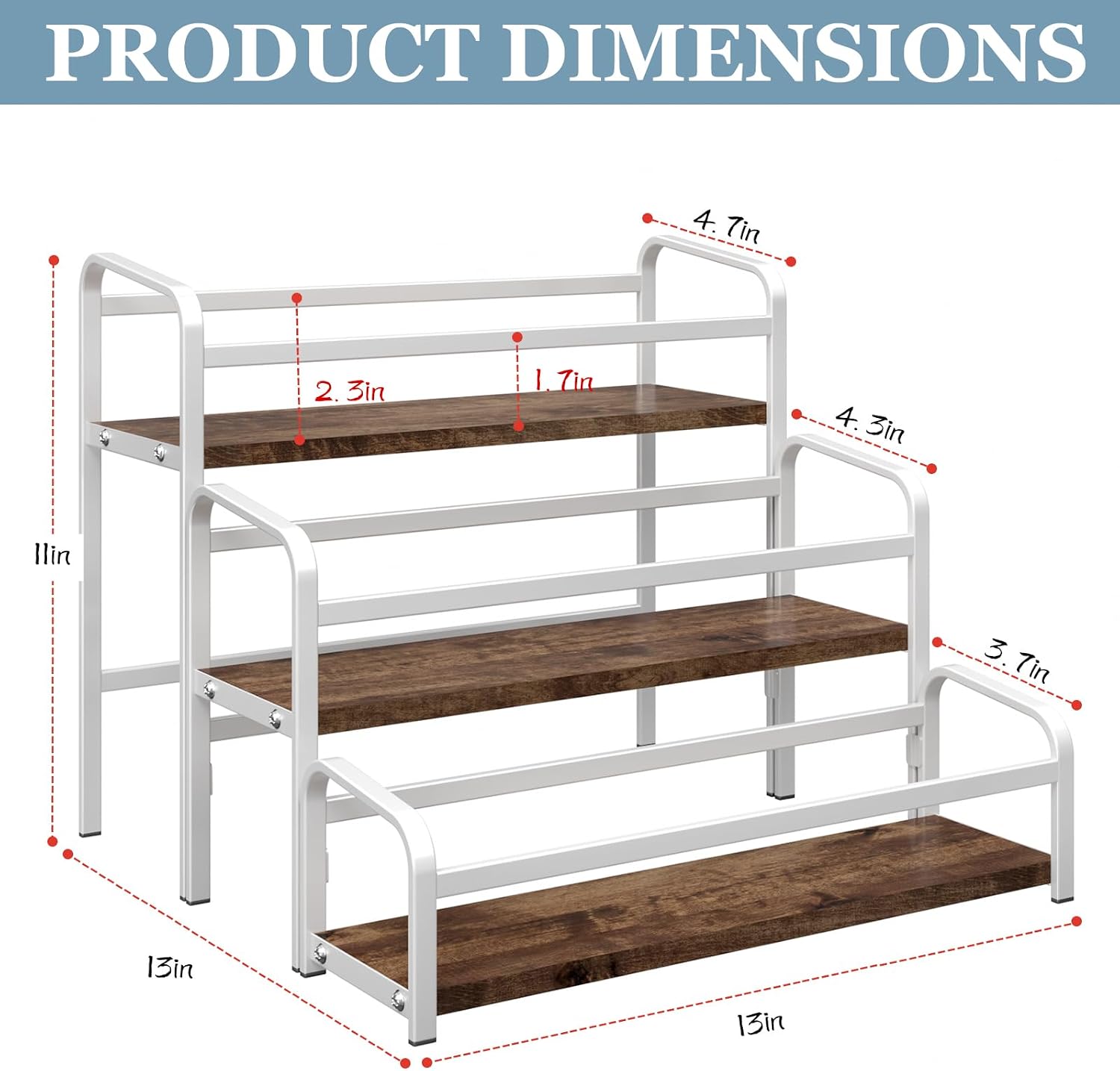 Coffee Syrup Rack,12 Bottle Capacity,3 Tier Coffee Bar Organizer,Kitchen Wine Rack,Coffee Station for Syrup, Wine Stand Shelf,Coffee Bar Accessories (Dark Brown Wood, White)