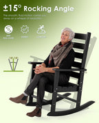 GREENVINES Outdoor-Rocking-Chairs-Set-of-2 | HDPE Plastic | Patio Rockers | Porch Rocker Chair | Shaker | Oversized | High Ladder Back | Big & Tall | PentaLuxe | Black
