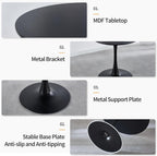 42 Inch Black Round Dining Table for 4-6 People,Mid-Century Black Tulip Table,Modern Kitchen Dining Table with MDF Table Top and Pedestal Base for Home and Kitchen