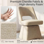 VKNOW Upholstered Swivel Dining Chairs Set of 4, Modern Dining Room Chairs with Open Back, Chenille Fabric Kitchen Chairs for Dining Room, Living Room, Bedroom, Vanity, Khaki
