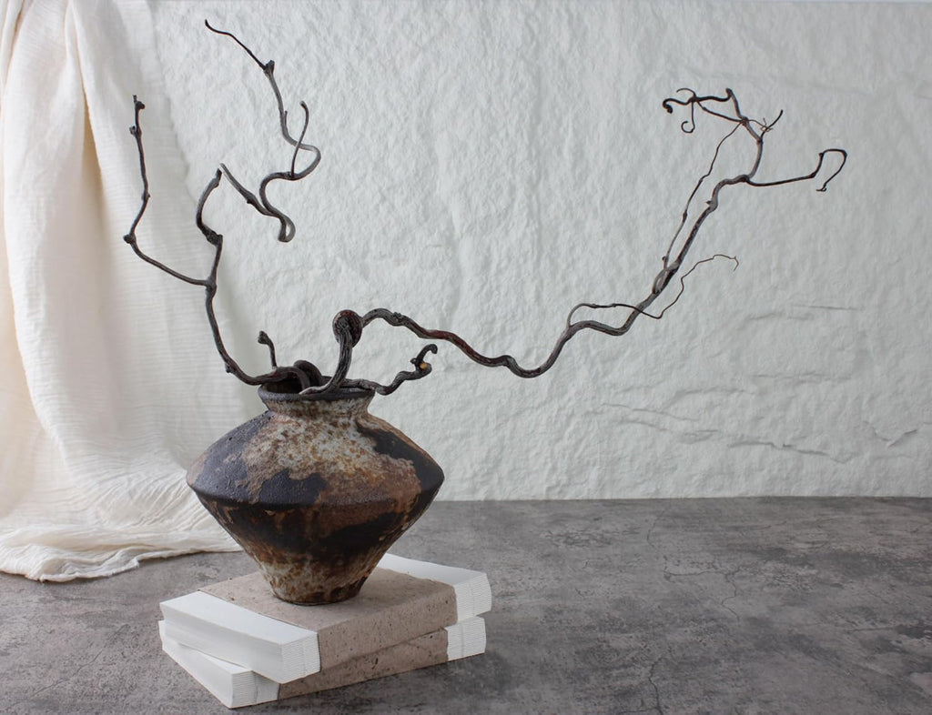 Rusty Ceramic Vase, Wabi Sabi Decorative Pottery Flower Vase for Centerpieces, Table, Living Room, Bedroom, Bathroom, Retro Country Farmhouse Decor