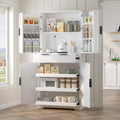 White Kitchen Pantry Cabinet,Freestanding Pantry Cabinet,Fluted Cabinets Tall,Farmhouse Dining Room Hutch,Kitchen Cupboard with 3 Keyboard Drawers & 6 Door Shelves Adjustable