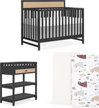 Dream On Me Bear Basics Bundle, Includes Kai Convertible Crib, Grizzly Bear 2-Piece Sheet Set and Complementary Doula Changing Table