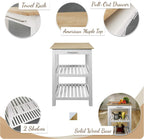 Casual Home Sunrise (Small) with Solid Harvest Hardwood Top Kitchen Island, 22.75"W, Natural&White