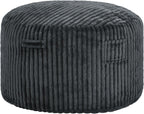 fond + found 3FT Bean Bag Chair Bean Bag Chairs for Adults with Memory Foam Removable Cover Stripe Plush, Adult Bean Bag Chairs for Living Room Bedroom Gaming Dorm Office-Dark Grey(36” x 36” x 22”)