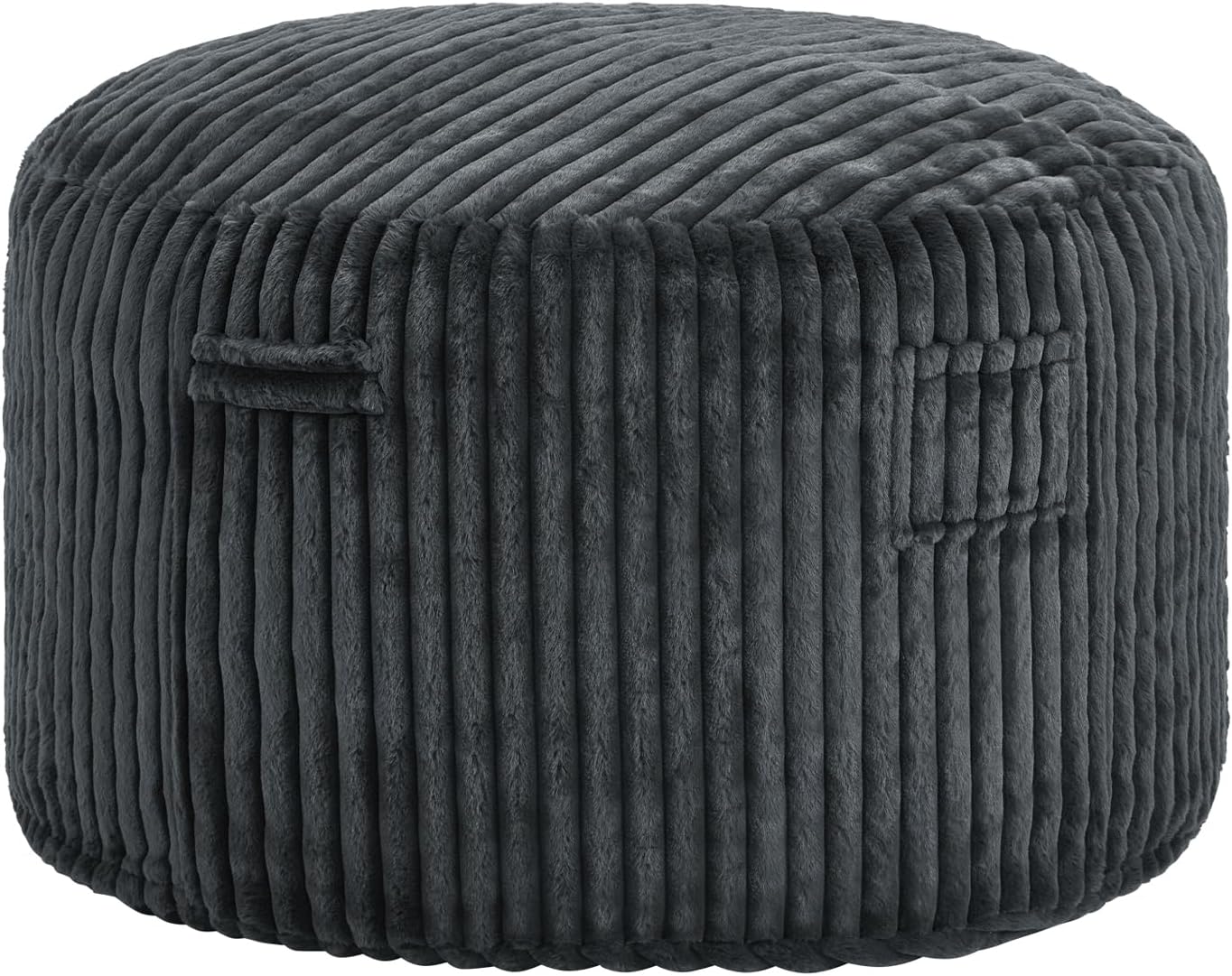 fond + found 3FT Bean Bag Chair Bean Bag Chairs for Adults with Memory Foam Removable Cover Stripe Plush, Adult Bean Bag Chairs for Living Room Bedroom Gaming Dorm Office-Dark Grey(36” x 36” x 22”)
