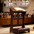 Kneeler for Prayer – Wooden Prayer Bench Kneeler, Padded Faux Leather Kneeling Pad, Space-Saving 23" L X 20" W for Home ChurcWorship Ebony