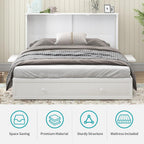 BALUS Queen Murphy Bed, Cabinet Murphy Bed with 2 Storage Drawers-White | USB Charing Station, Spacious Drawer, Space Saving, Queen Bed Frame