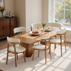 Solid Wood Dining Chair Set of 2, Breathable Fabric Upholstered Kitchen Chairs, Modern Farmhouse Style, Ergonomic Backrest, Rebound Sponge