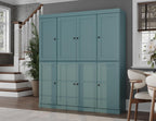 Palace Imports Solid Wood Pantry Cabinet - 71.5" Tall x 65" Wide - Wood Storage Cabinet w/ 8 Shaker Wooden Doors, 2 Drawers & 12 Adjustable Shelves - Aqua, Kitchen Cupboard, 100% Eco-Friendly Pine