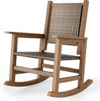 HDPE Rocking Chair Outdoor 1 PCS, Wicker Rocking Chair for Patio, Woven Seat & Back, All Weather Rocking Chair for Front Porch, Garden, Lawn and Balcony (Brown)