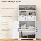 Iwell Tall Bathroom Cabinet, Storage Cabinet with Adjustable Shelves, Bathroom Storage Cabinet for Living Room, Dining Room, Entryway, White