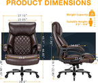 Big and Tall Office Chair for Heavy People, 500LBS High Back Extra Wide Heavy Duty Executive Office Chair Comfortable for Home Office, Large Computer Desk Chair with Adjustable Lumbar Support Brown