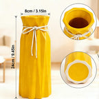 Disoza Ceramic Vase for Home Decor Yellow Modern Flower Vase for Pampas Grass Dried Flowers 9.5" H x 3.9" W Vases for Living Room Decorations Porcelain Tulip Vases for Table Kitchen Decor