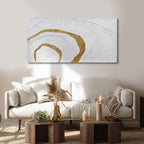 YLLTIEM White and Gold Abstract Wall Art 24x48 Inch, Hand Painted Textured Canvas Wall Art, Large Horizontal Modern Wall Decor for Living Room Bedroom Office Dining Room