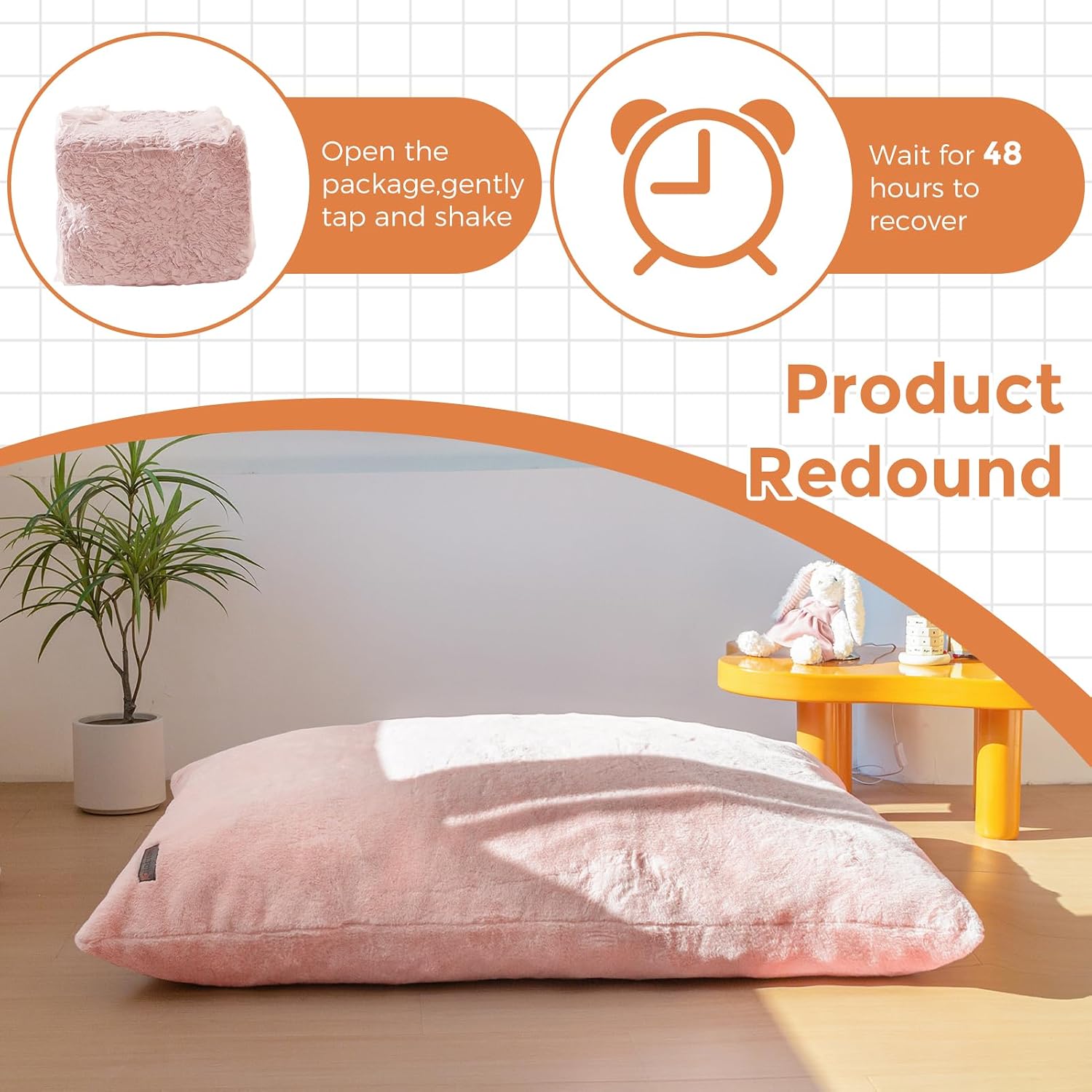 MAXYOYO 3 in 1 Kids Bean Bag Chair, Comfy Floor Sofa with Removed Cover | Soft Floor Couch with High-Density Foam Filling Convertible Child Chair Floor Cushion for Living Room Bedroom, Pink