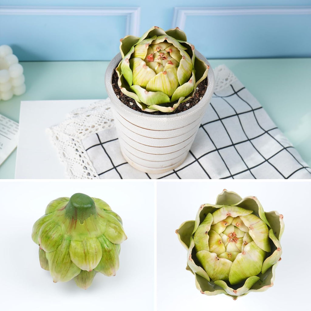 Notakia 3Pcs Green Large Faux Artichokes for Decoration Bowl Fillers Fake Fruit Artificial Artichokes that Look Real Realistic Fake Vegetable Decor for Home Kitchen Table Party Centerpiece