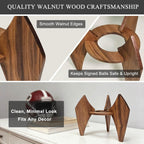 Walnut Wood Basketball Holder - Elegant Desktop Sports Ball Display Stand for Autographed Memorabilia, Drill-Free Tabletop Decor & Unique Gift for Men