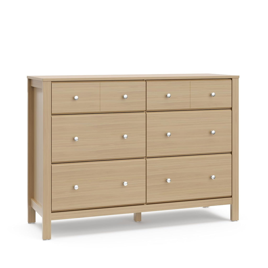 Storkcraft Horizon 6 Drawer Dresser, Driftwood | GREENGUARD Gold Certified, Wood Dresser for Nursery & Kids Bedroom, Nursery Storage with Interlocking Drawer System