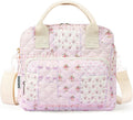 Quilted Lunch Box for Women, Large Insulated Lunch Bag for Adult,Elegant Pink Patchwork Cute Portable Tote Bags for Work Travel Beach Picnic (Purple Patchwork, M)