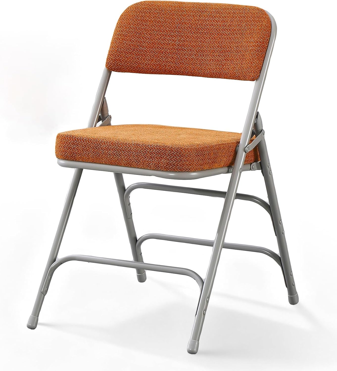 BOOSDEN Thick Padded Folding Chairs, Single Upholstered Foldable Chair, Comfortable Metal Chairs, Folding Chair with Fabric Cushion, Stackable Fold Up Chair for Kitchen Office Wedding Party (Tawny)