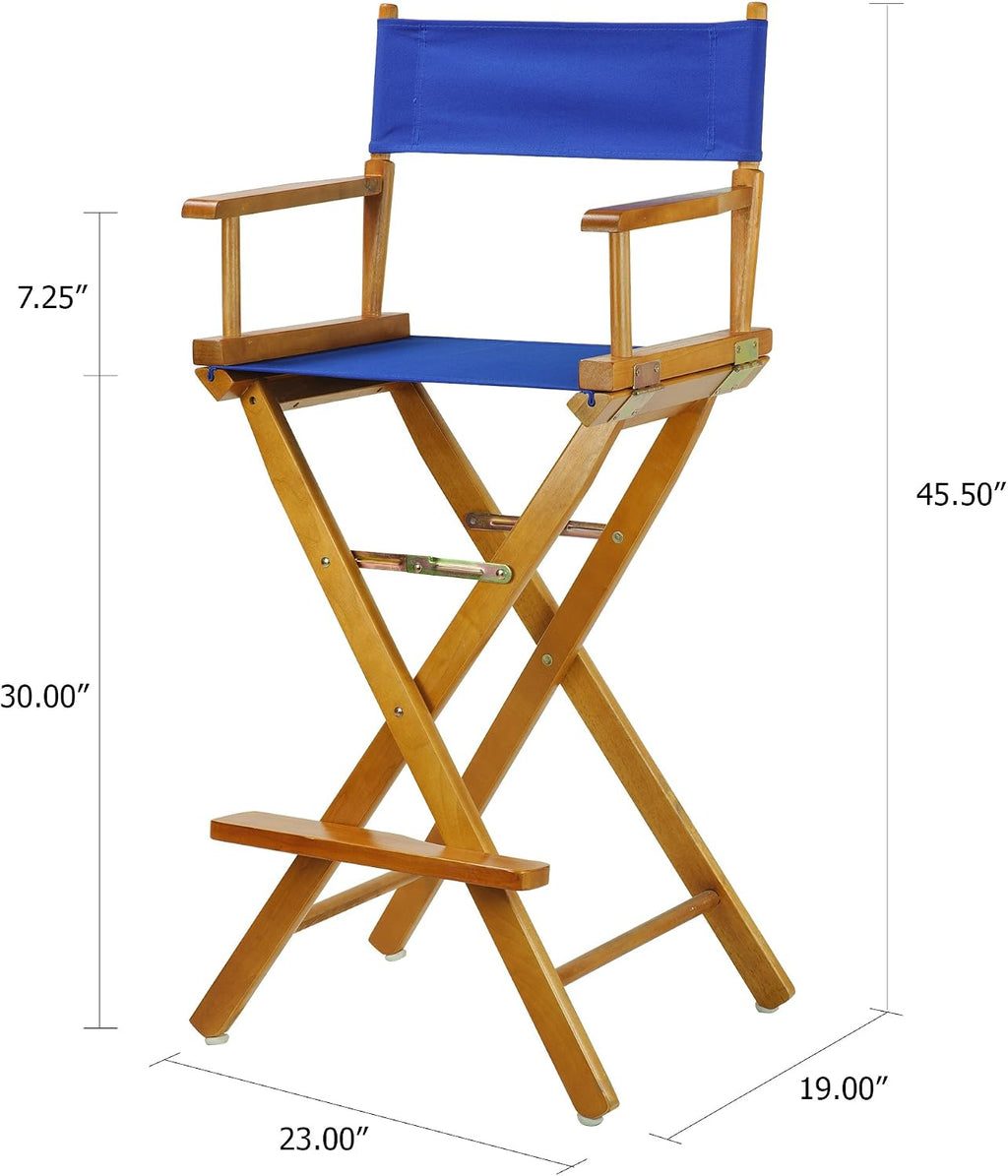 Casual Home 30" Director's Chair Honey Oak Frame-with Royal Blue Canvas, Bar Height