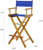 Casual Home 30" Director's Chair Honey Oak Frame-with Royal Blue Canvas, Bar Height