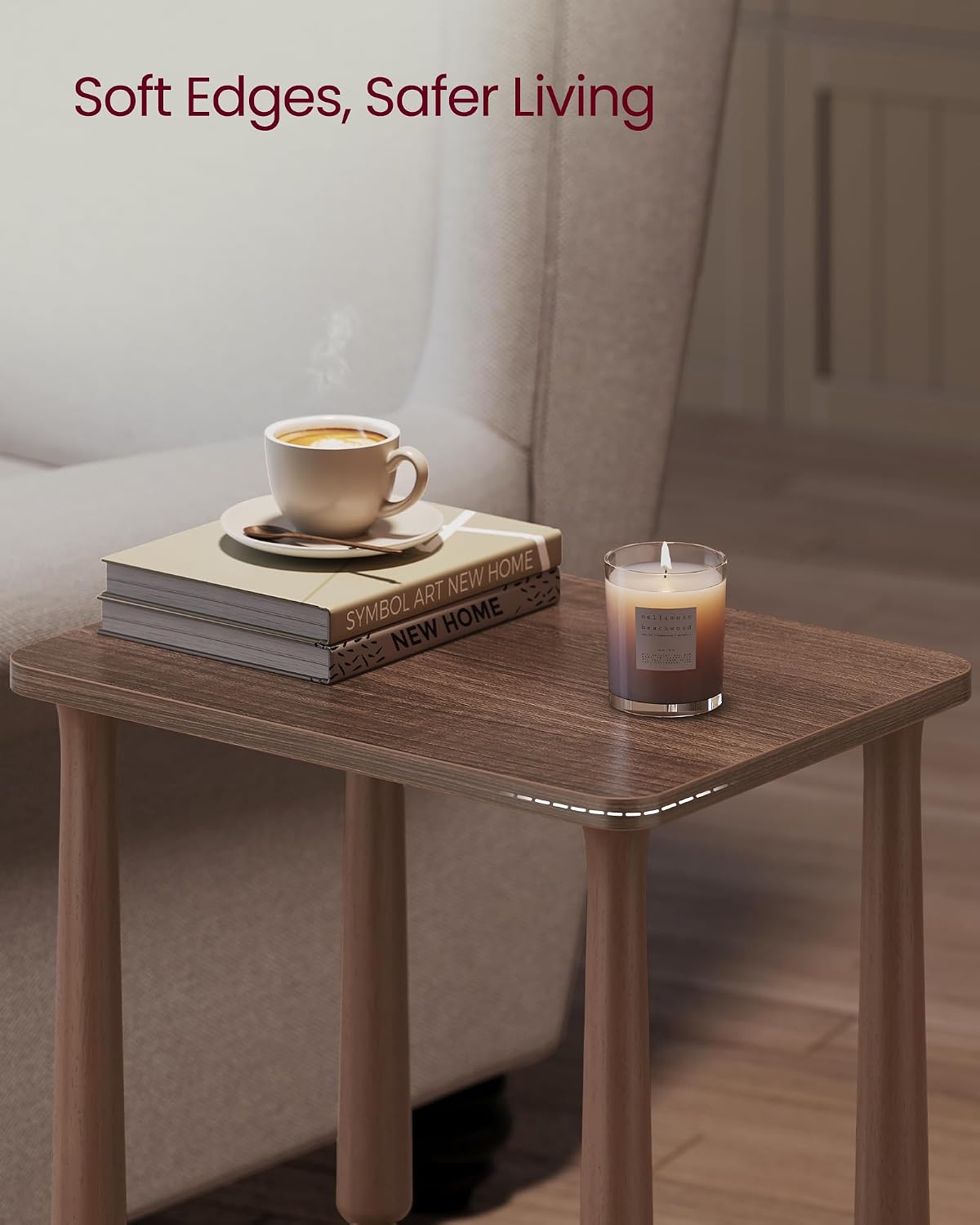 VASAGLE Mariel Collection - Side Table, Accent Nightstand for Small Spaces, Rectangular End Table with Shelf, Solid Wood Legs, Mid-Century Modern, Living Room Bedroom, Chestnut Walnut ULET294KX01S