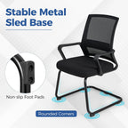 Tangkula Office Guest Chair Set of 12, Reception Chairs Conference Room Chairs with Adjustable Lumbar Support & Sled Base, Modern Mid Back Mesh Desk Chair no Wheels
