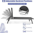 Tangkula Outdoor Chaise Lounge Chair Set of 2, 6-Position Adjustable Reclining Chair with Breathable Fabric and Heavy Duty Steel Frame, Patio Lounge Chair for Garden, Backyard and Poolside (2, Gray)