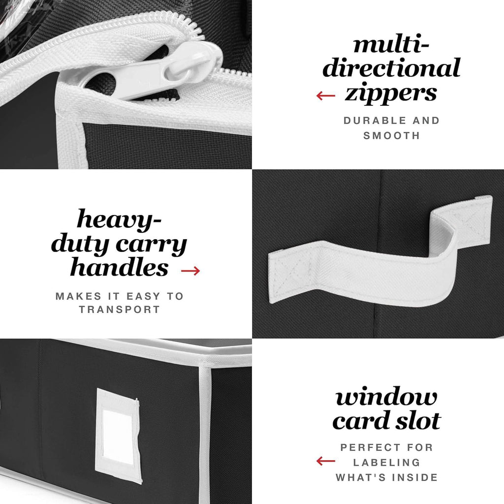 Premium Wrapping Paper Organizer Storage | Gift Wrap Holder With Extra Pockets for Christmas Decorations, Reinforced Handles, Heavy Duty, Ultra-Durable, Tear-Proof Fabric - Fits Up to 27 Rolls (Black)