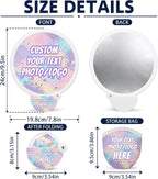 Custom Foldable Flying Disc Fans with Storage Pouches Bulk 100Pcs Personalized Round Handheld Fans with Logo/Photo/ Text personalized Portable Pocket Folding Hand Fans for Wedding Favors, Trade Shows