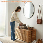 Solid Wood Entryway Bench with Storage, Large storage chest with Removable Bag, Wood Coffee Table for Living-room, Bedroom, Patio, DIY Bunny House, 39x20x20in