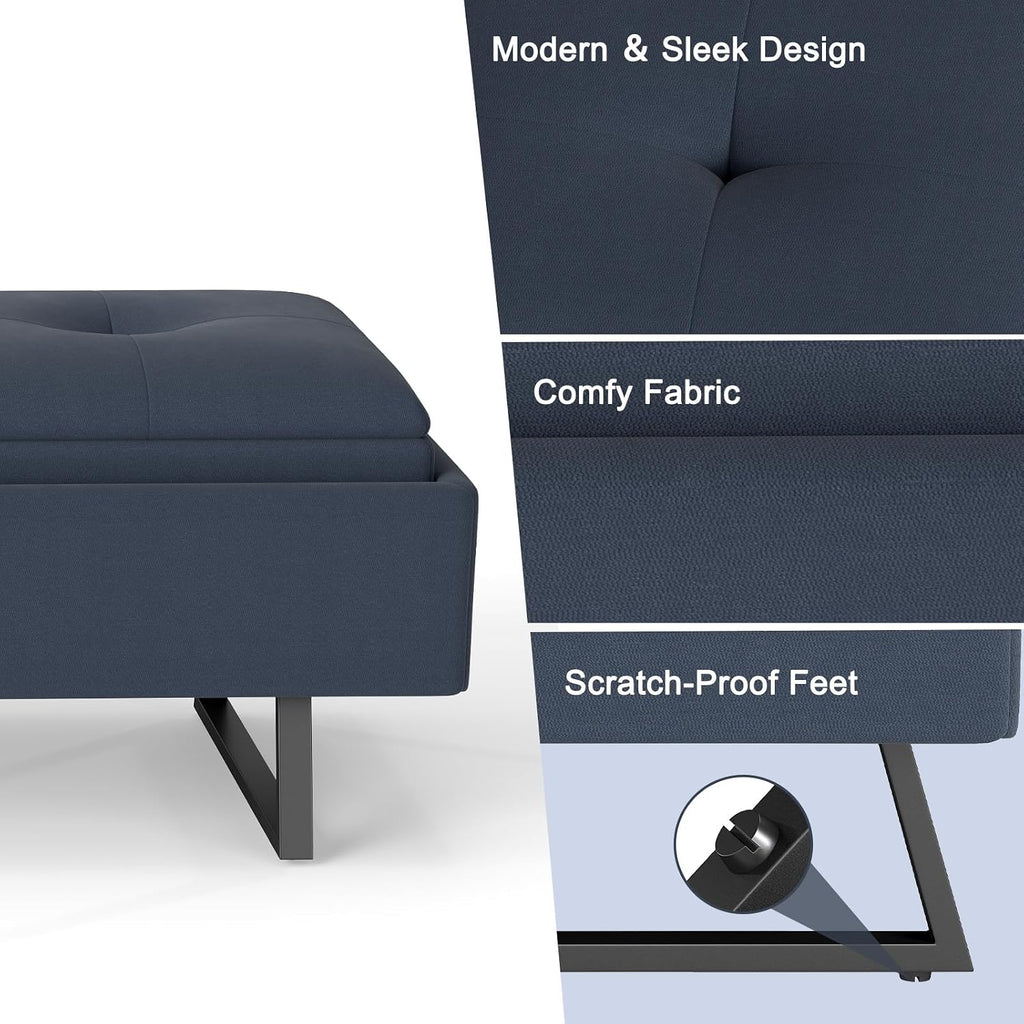 AIIT 3-Seat Waiting Room Bench - Reception Chairs with Thickened Seat & Storage Space, Waiting Room Bench Lobby Chairs for Office Entryway Living Room, Navy Blue