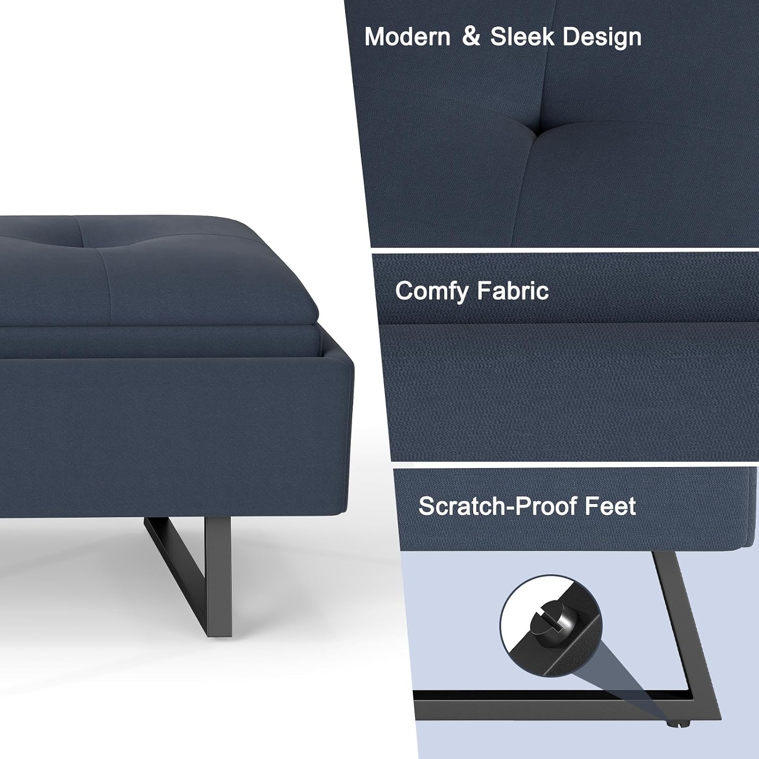 AIIT 3-Seat Waiting Room Bench - Reception Chairs with Thickened Seat & Storage Space, Waiting Room Bench Lobby Chairs for Office Entryway Living Room, Navy Blue