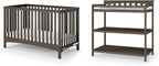 Child Craft London Crib and Changing Table Nursery Set, 2-Piece, Includes 4-in-1 Convertible Crib and Changing Table, Grows with Your Baby (Dapper Gray)