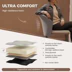 Modern Dining Chairs Set of 4, Faux Leather Upholstered Accent Chair with Metal Legs, Kitchen Side Chair with Comfortable Seat for Dining Room, Living Room, Bedroom, Light Grey
