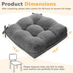 MAGIC ELEPHANT Chair Cushions for Dining Chair, Shredded Memory Foam Kitchen Chair Cushions Set of 4, Non-Slip Thick Dinning Room Chair Pads Seat Cushions, 15.5" x 15.5" x 4" (Grey)