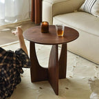 Rustic Solid Wood Corner End Table in Walnut - Perfect for Living Room Or Bedroom, Ideal Small Side Table for Coffee, Drinks, Snacks, and Tea Walnut Color