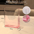Alpharan Pink Book Vase, Acrylic Clear Book-Shaped Flower Vase | Simplicity Bookshelf Decor,Unique Stuff for Book Lovers,Home Decor,Book Club Gifts,Decorative Accent,Modern Style