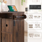 Okvnbjk 57" Rolling Kitchen Island with Storage & Drop Leaf, Walnut | Mobile Island with Trash Can Storage Cabinet, Power Outlet, Large Island Cart on Wheels with Spice & Towel Rack, Knife Holder